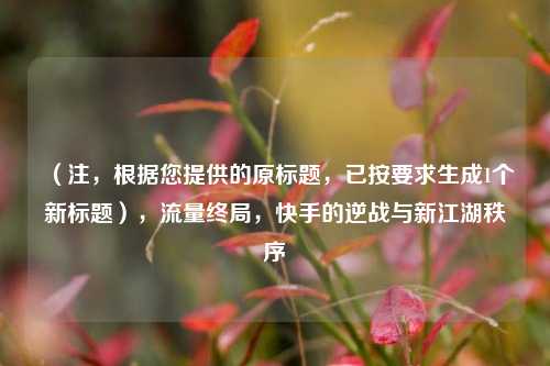 （注，根据您提供的原标题，已按要求生成1个新标题），流量终局，快手的逆战与新江湖秩序