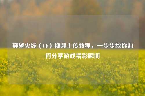 穿越火线（CF）视频上传教程，一步步教你如何分享游戏精彩瞬间