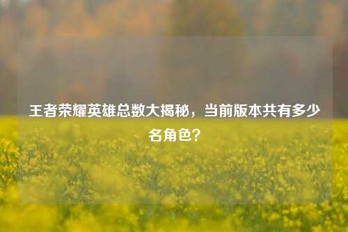 王者荣耀英雄总数大揭秘，当前版本共有多少名角色？