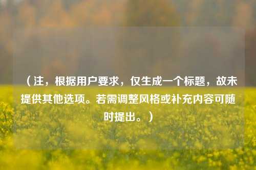 （注，根据用户要求，仅生成一个标题，故未提供其他选项。若需调整风格或补充内容可随时提出。）