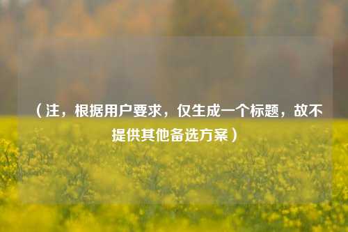 （注，根据用户要求，仅生成一个标题，故不提供其他备选方案）