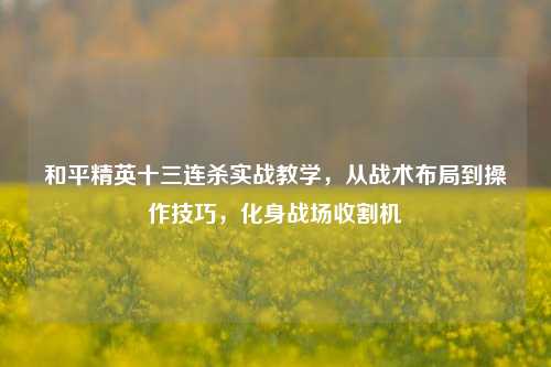 和平精英十三连杀实战教学，从战术布局到操作技巧，化身战场收割机