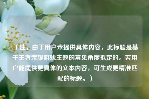 （注，由于用户未提供具体内容，此标题是基于王者荣耀游戏主题的常见角度拟定的。若用户能提供更具体的文本内容，可生成更精准匹配的标题。）