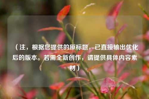 （注，根据您提供的原标题，已直接输出优化后的版本。若需全新创作，请提供具体内容素材）