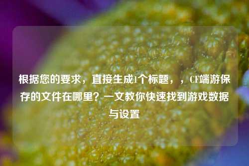 根据您的要求，直接生成1个标题，，CF端游保存的文件在哪里？一文教你快速找到游戏数据与设置