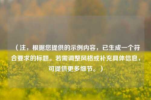 （注，根据您提供的示例内容，已生成一个符合要求的标题。若需调整风格或补充具体信息，可提供更多细节。）