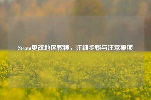 Steam更改地区教程，详细步骤与注意事项