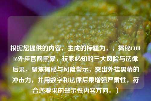 根据您提供的内容，生成的标题为，，揭秘COD16外挂官网黑幕，玩家必知的三大风险与法律后果，聚焦揭秘与风险警示，突出外挂黑幕的冲击力，并用数字和法律后果增强严肃性，符合您要求的警示性内容方向。）