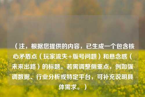 （注，根据您提供的内容，已生成一个包含核心矛盾点（玩家流失+版号问题）和悬念感（未来出路）的标题。若需调整侧重点，例如强调数据、行业分析或特定平台，可补充说明具体需求。）
