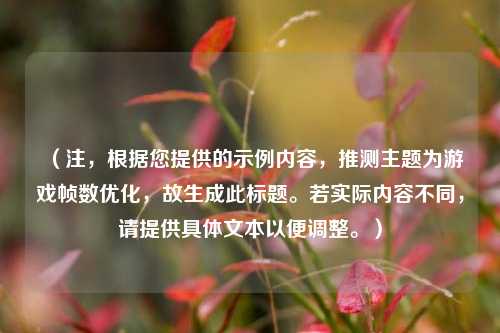 （注，根据您提供的示例内容，推测主题为游戏帧数优化，故生成此标题。若实际内容不同，请提供具体文本以便调整。）