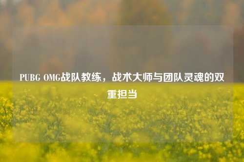 PUBG OMG战队教练，战术大师与团队灵魂的双重担当