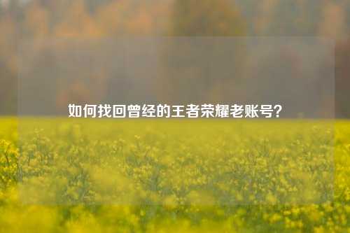 如何找回曾经的王者荣耀老账号？