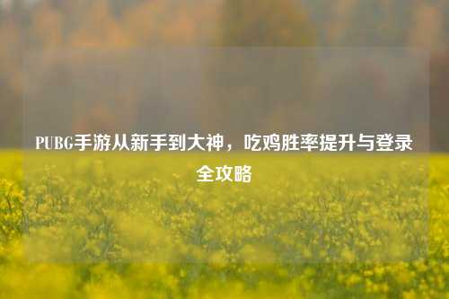 PUBG手游从新手到大神，吃鸡胜率提升与登录全攻略