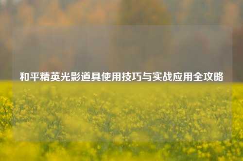 和平精英光影道具使用技巧与实战应用全攻略