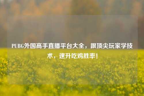 PUBG外国高手直播平台大全，跟顶尖玩家学技术，速升吃鸡胜率！