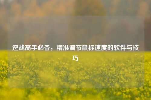 逆战高手必备，精准调节鼠标速度的软件与技巧