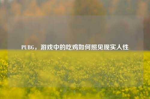 PUBG，游戏中的吃鸡如何照见现实人性