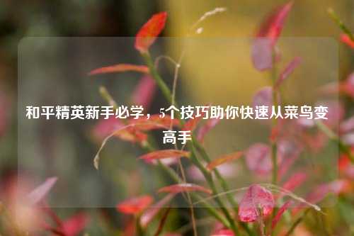 和平精英新手必学，5个技巧助你快速从菜鸟变高手