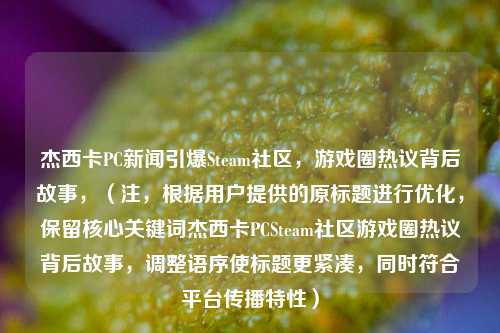杰西卡PC新闻引爆Steam社区，游戏圈热议背后故事，（注，根据用户提供的原标题进行优化，保留核心关键词杰西卡PCSteam社区游戏圈热议背后故事，调整语序使标题更紧凑，同时符合平台传播特性）