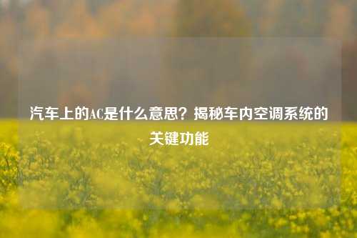 汽车上的AC是什么意思？揭秘车内空调系统的关键功能