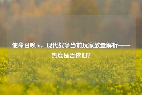 使命召唤16，现代战争当前玩家数量解析——热度是否依旧？
